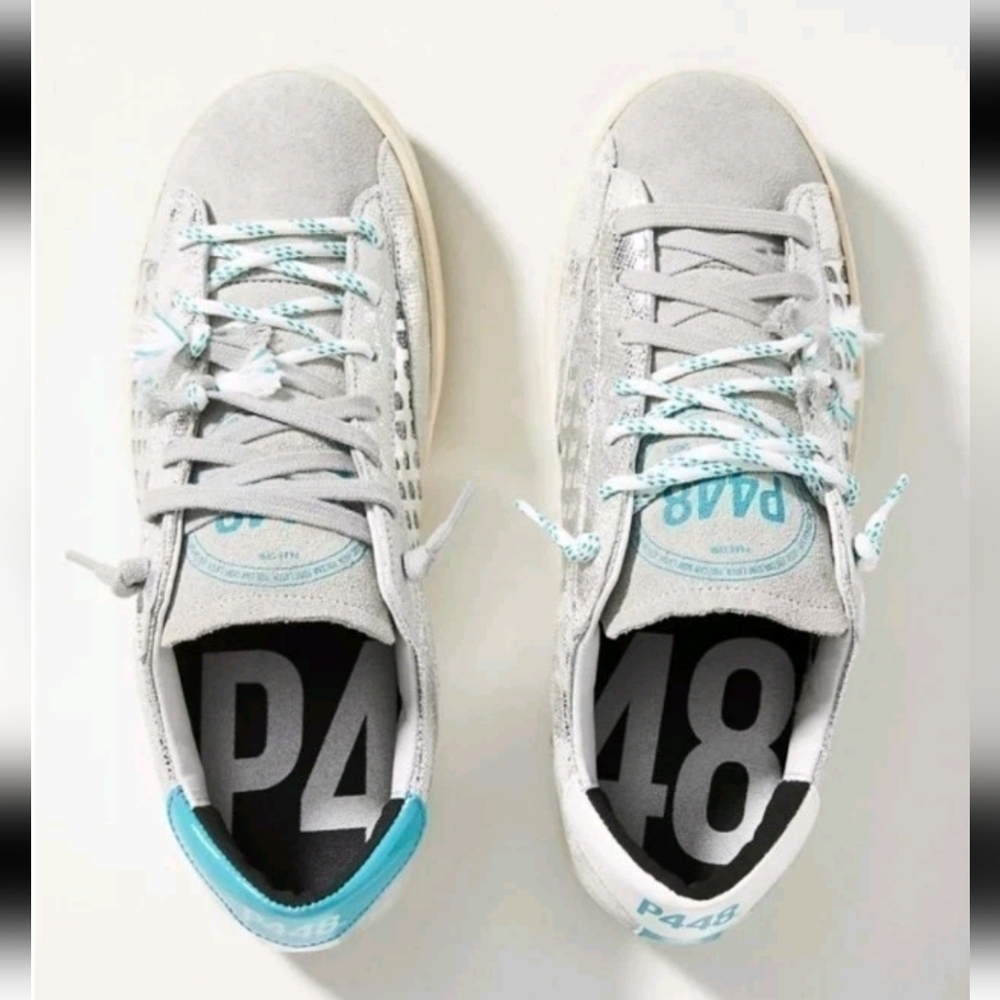P448 Womens John Polly Leather Distressed Italian Designer Sneaker 38 (8US)
